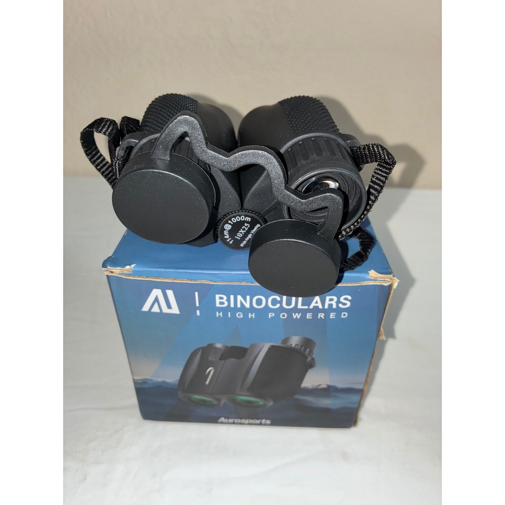 Aurosports 10x25 High Powered Binoculars Compact Wide Angle Viewing Black